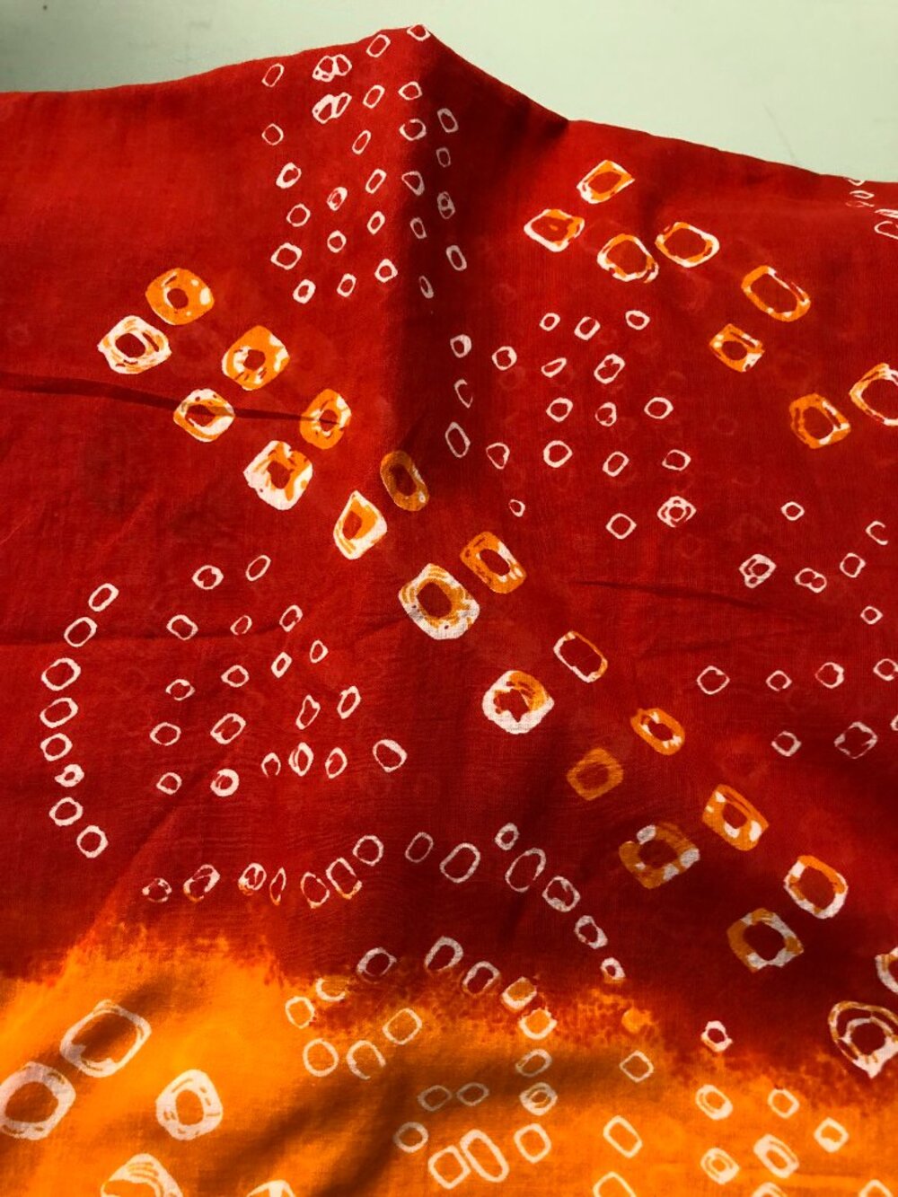 World Market Sarong Cover-up Orange Red Scarf or Tablecloth 100% Cotton